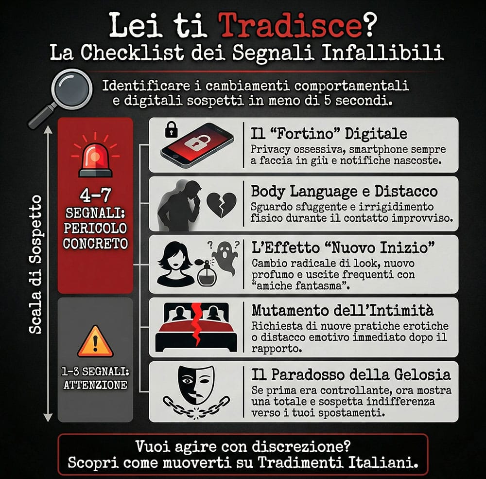Infografica con i 10 segnali del tradimento femminile