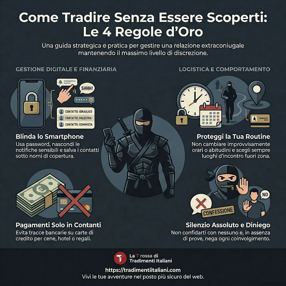Infografica passo a passo su come tradire senza essere scoperti