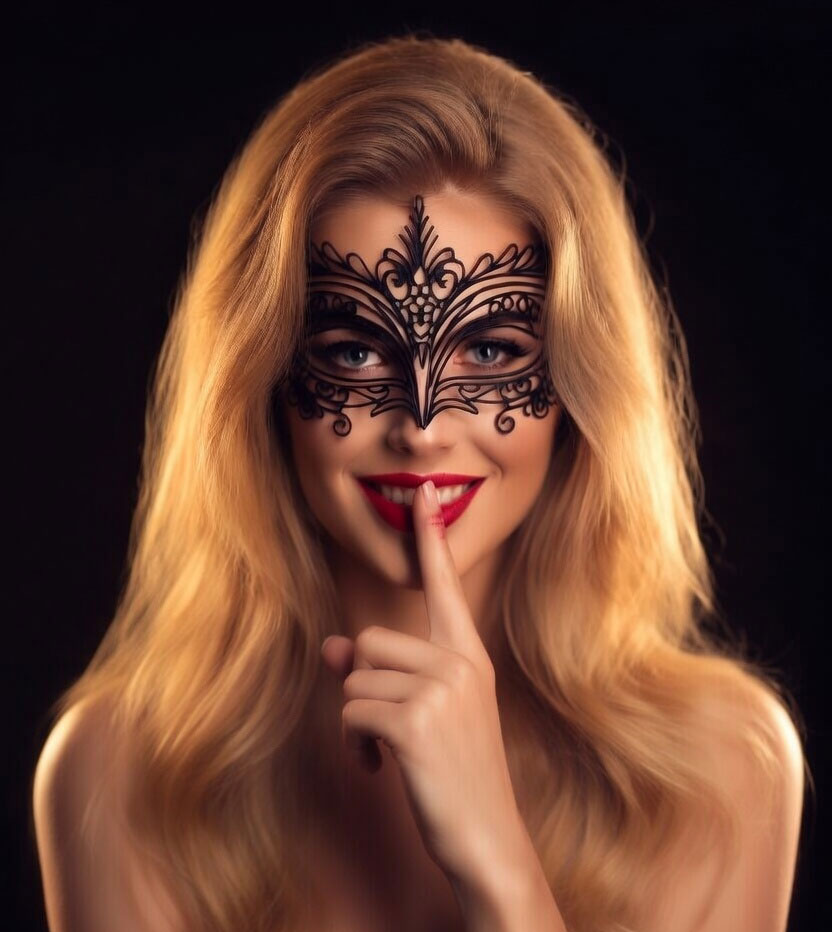 Donna con mascherina di pizzo nero - incontri extraconiugali anonimi